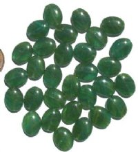 30 12x9mm Flat Oval Green Marble
